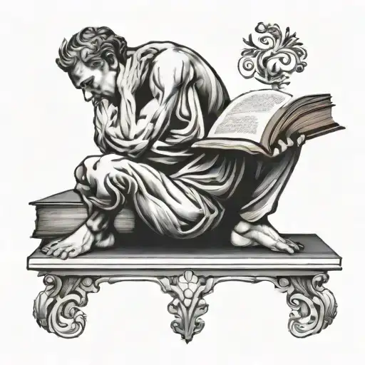 Thinker And Book Open In Front