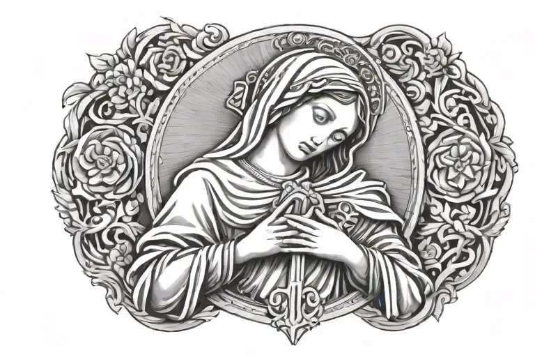 Virgin Mary Arms Wrapped Around The Cross