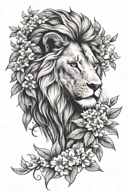 Lion And Lilacs Intertwined