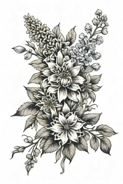 Birth Flower Bouquet Crysanthemum And Delphinium Flowers