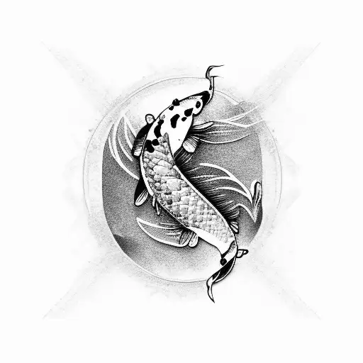 Koi Fish With Topography Lines As Scales