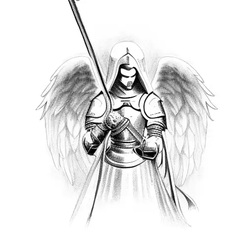 Angel With Knight Armor And Sword