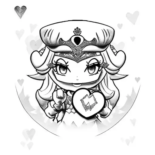 Princess Peach Gangsta With A Bong In Heart Shaped Border