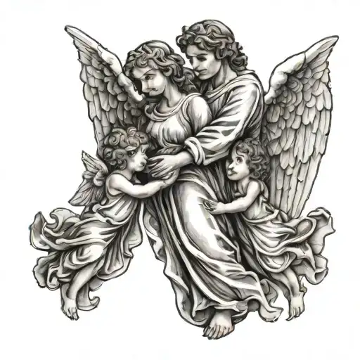 Angel And Family Holding Hands