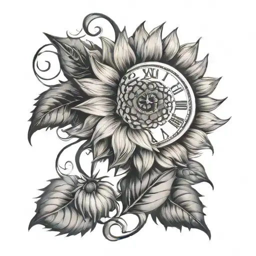 Sunflower Clock Tattoo Featuring