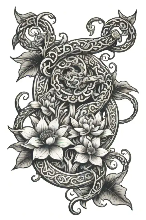 Asclepius's Staff Intertwined With A Lotus Flower