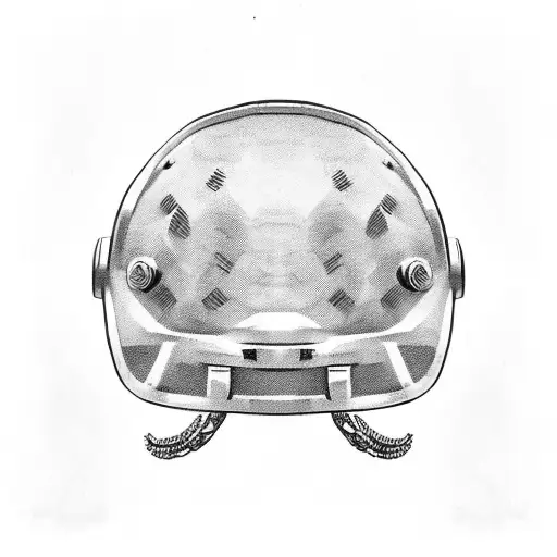 Military Helmet With A Bike Chain Wrapped Around It