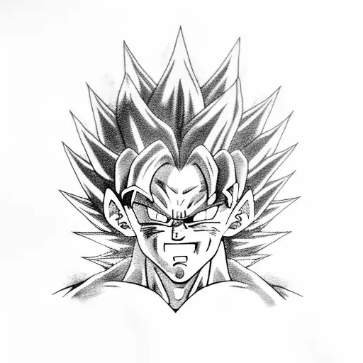 A Black-grey Tattoo Of Vegeta And Goku Powering Up With Their Auras Glowing