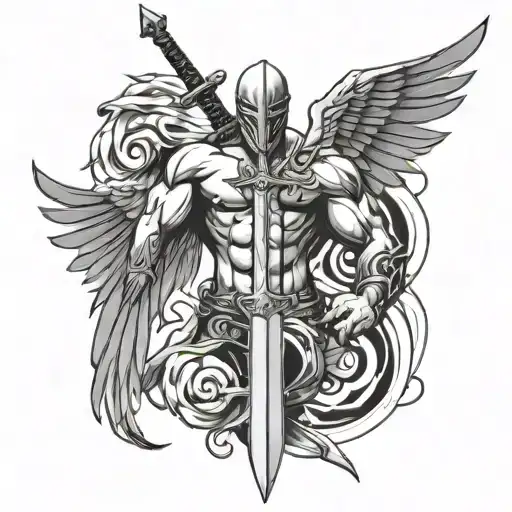 Muscle Body And Sword And Wing