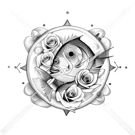 Pisces Fish With Roses And Mandala
