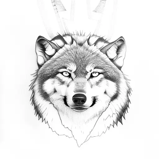 Forrest Band With Wolf Behind The Trees