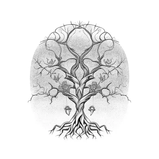 Tree Of Life With Vines Around It
