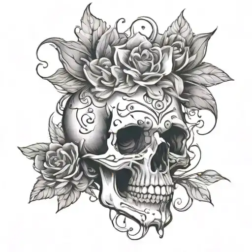 Skull That Starts Smoking And Disintegrates With Flowers