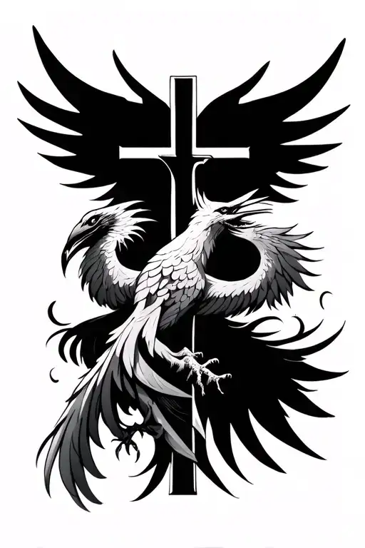 Phoenix Behind Cross