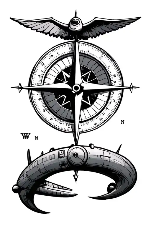 Compass And Aircraft Soaring