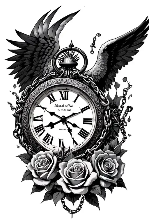 Time Clock Trojan Warrior Angels Chains Roses