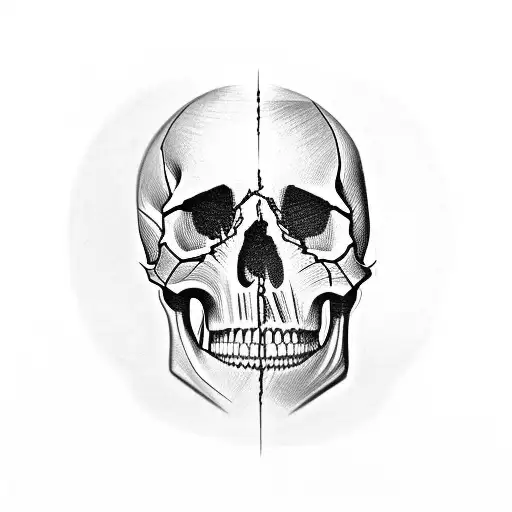 Skull Drawing With Scenery Inside Of The Head Where The Brain Normally Is
