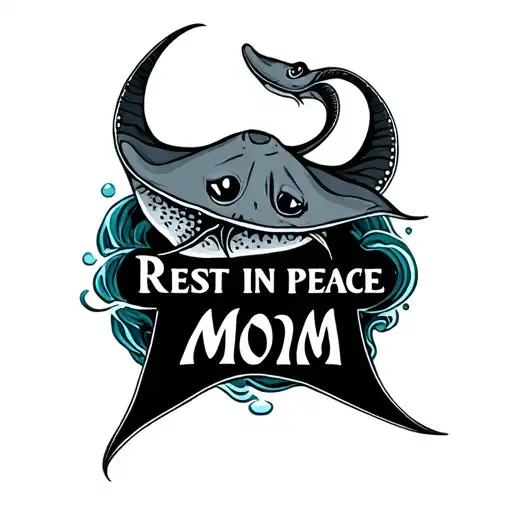 Stingray With Waves That Says Rest In Peace Mom