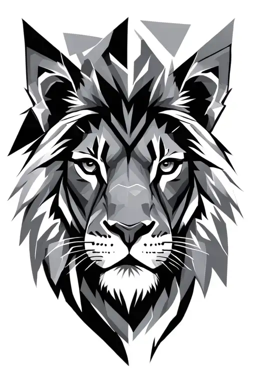 Geometric Lion Head With Intense Stare Sleeve