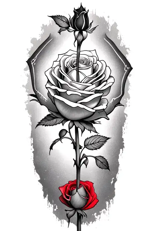 Two Roses Wrapped One Black One Red