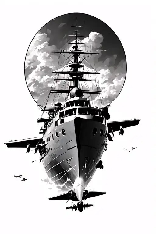 Old Navy Ship Shooting At A Old Navy Airplane In Dangerous Waters