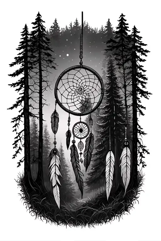 Dream Catcher And Forest Scene