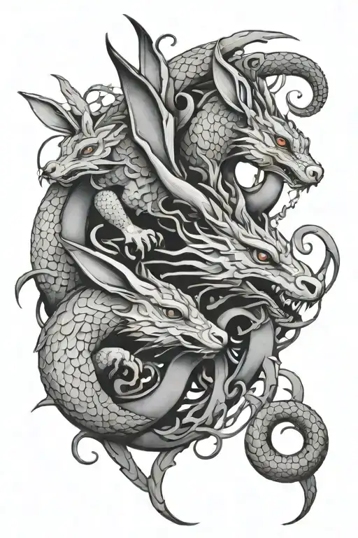Rabbit And Dragon Intertwined