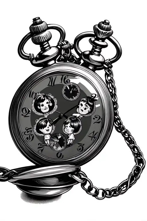 Pocket Watch With Multiple Kids Date Of Brith