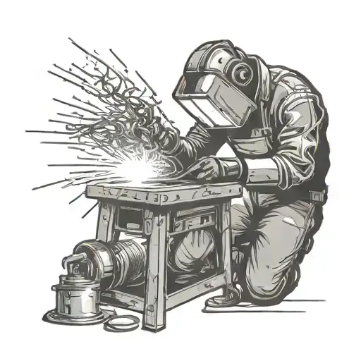 A Welder Creating A Masterpiece With Sparks Flying In The Background