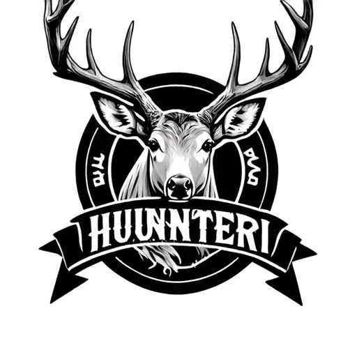 Deer Antlers With The Name Hunter In Middle