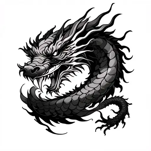 Japanese Dragon Wrapped Round A Sleave