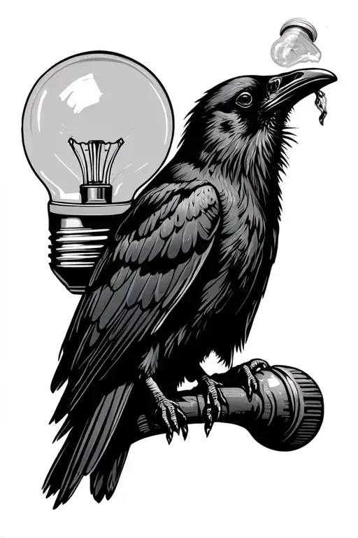 Raven Feeding On A Lightbulb