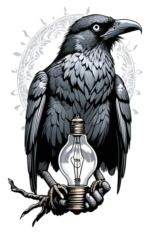 Crow Steampunk Holding A Light Bulb