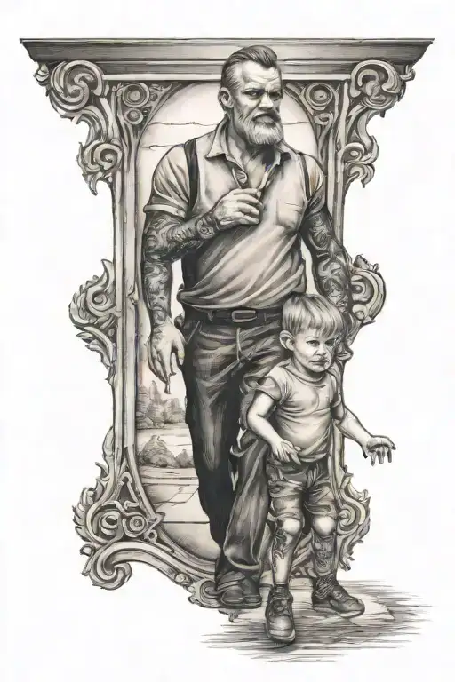 Father And Son Walking Hour Glass