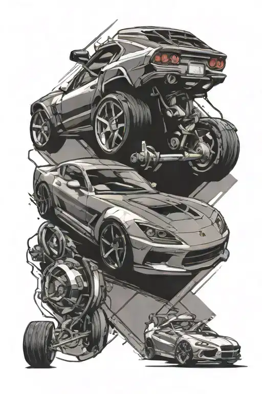 Incorporate Elements Of A Gym And A Sports Car Into A Cohesive Tattoo Design