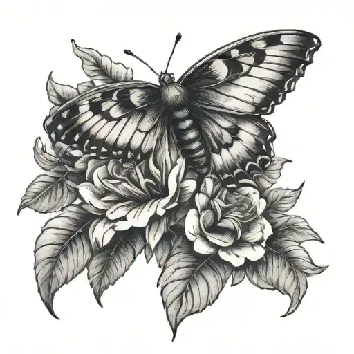 Flower Sleeve With A Moth Perched