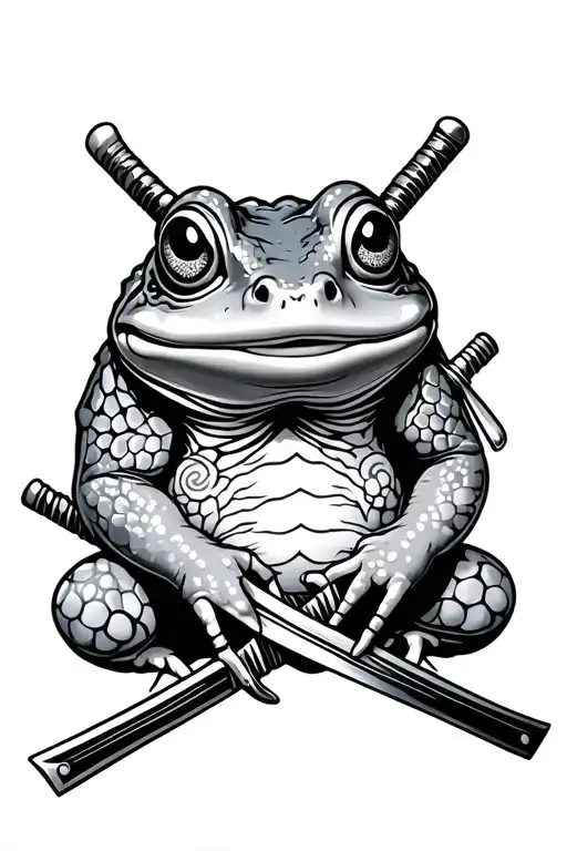 Japanese Frog With Katanas