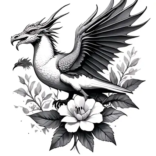 Dragon Dove And Flower