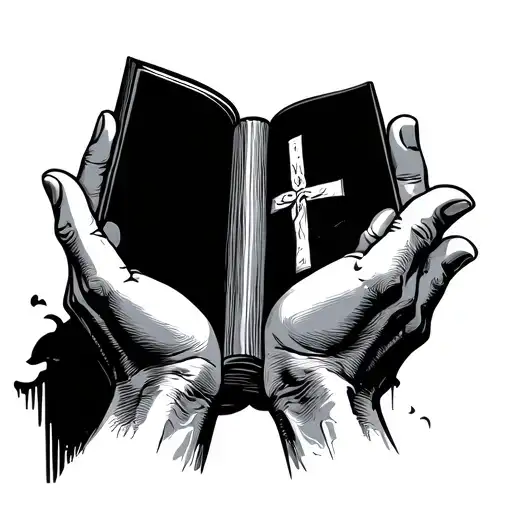 Open Palms Holding A Bible