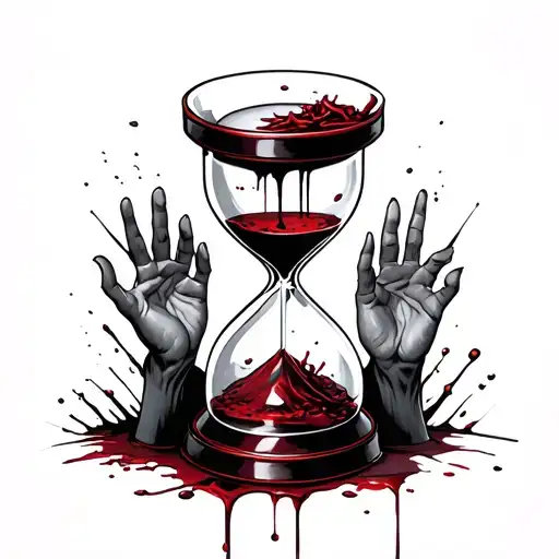 Hourglass With Bloody Hands Inside