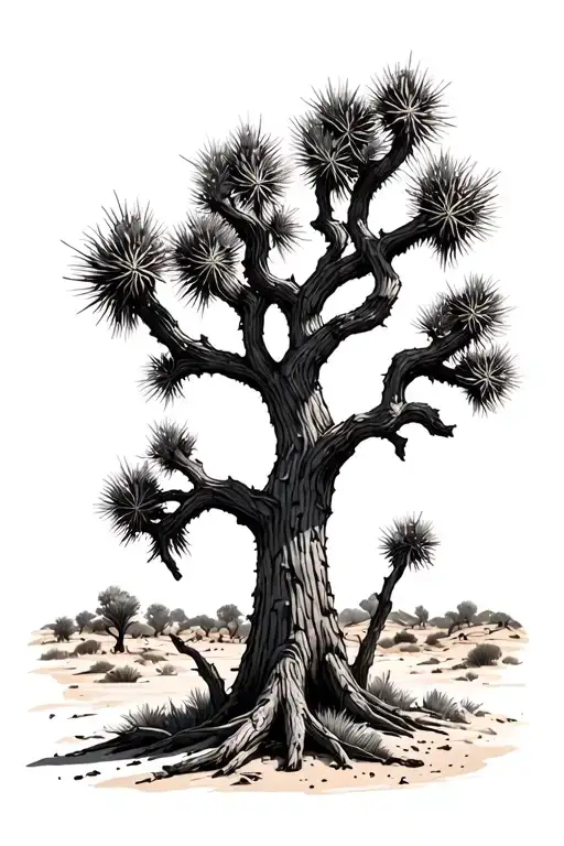 A Joshua Tree With Branches Forming Stars