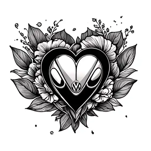 Heart Mom Tattoo With A Vw Beetle In The Middle