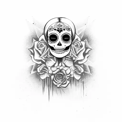 Real Woman In Day Of The Dead Sugar Skull Face Full Body