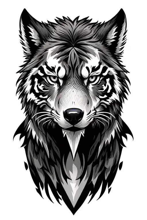 Eagle Wolf Tiger Tattoo Design