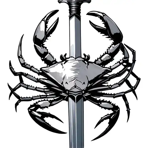 Crab Holding Sword Intertwined