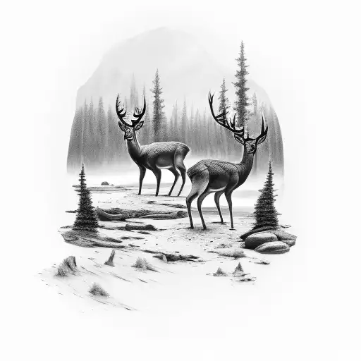 River Bed With 2-Headed Deer