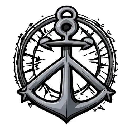 Navy Anchor With Peace Sign Surrounded