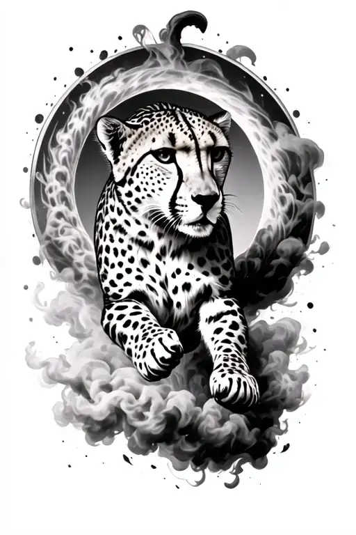 Cheetah Jumping Through Smoke Ring