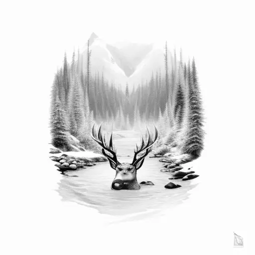 River Bed With 2 Headed Deer