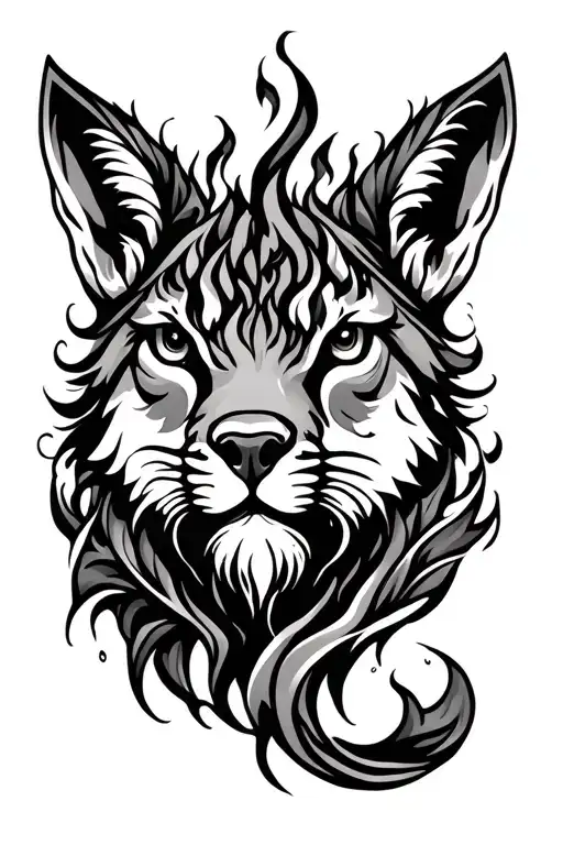 Fire And Animal Squiggly Thin Line